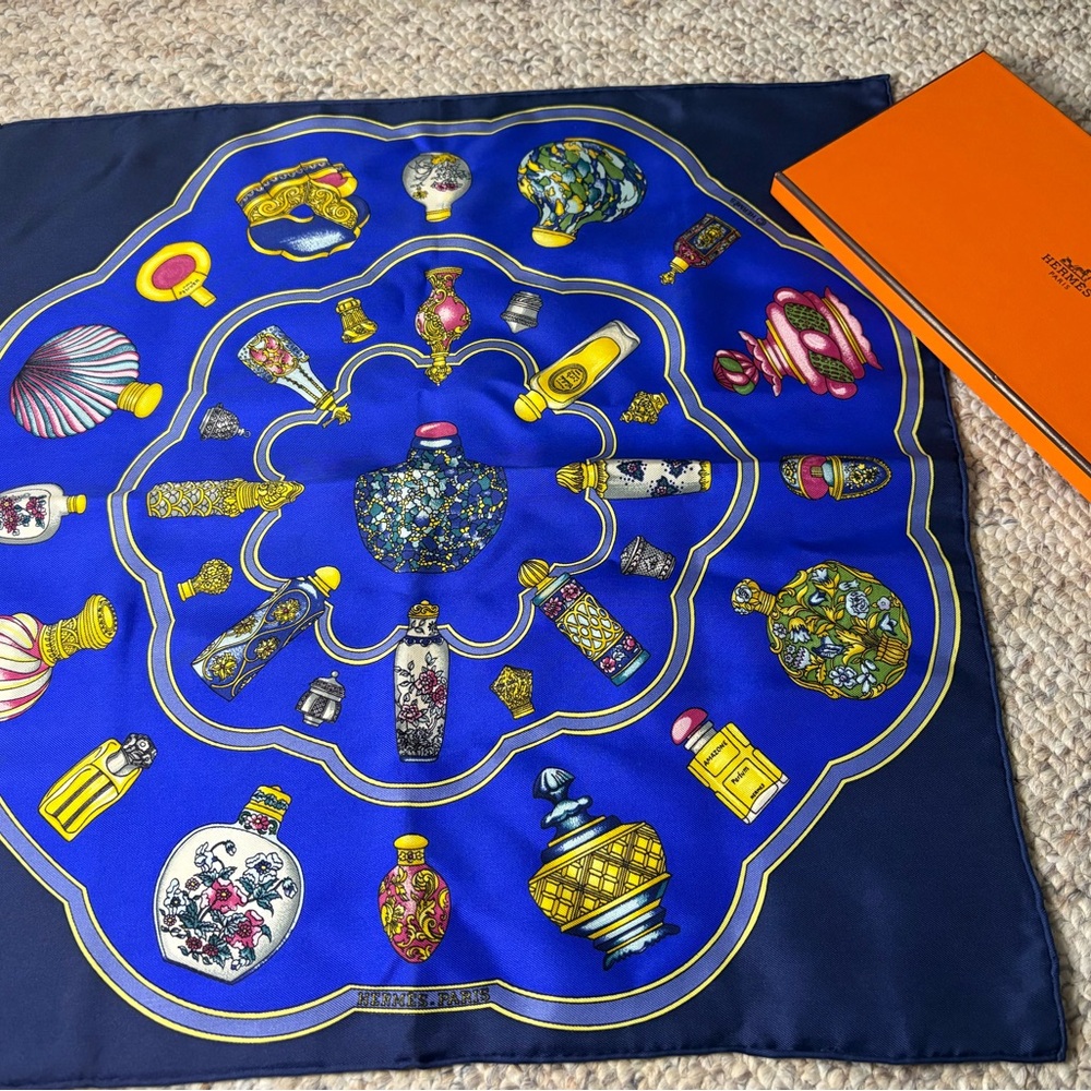 Hermes Blue and Yellow Scarf
